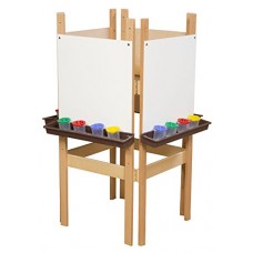 Wood Designs 19125BN  4-Sided Adjustable Easel with Marker Board and Brown Trays   